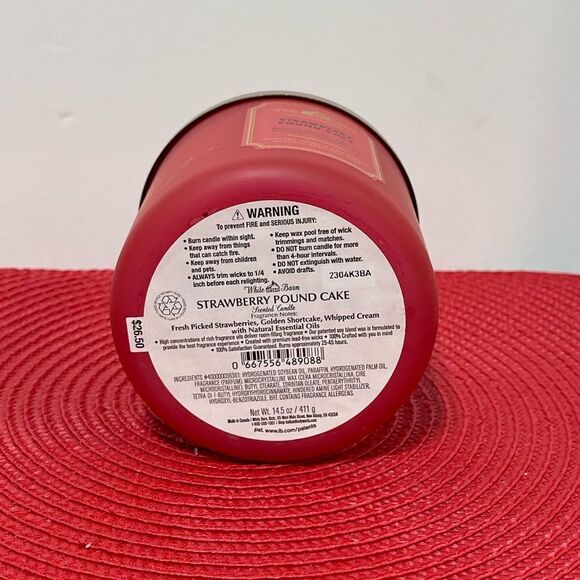 BBW Strawberry Pound Cake 3 Wick Candle NWT - Picture 3 of 4
